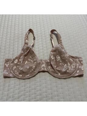 Soma Elena Bra 40DD Underwire Soft Pink Nude Floral Shine